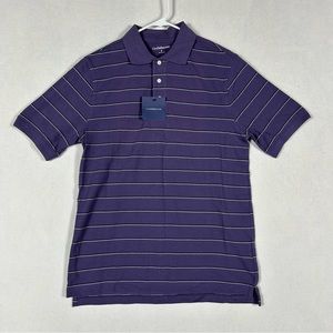 Croft & Barrow NWT Purple Striped Polo Mens Small Short Sleeve Collared Button